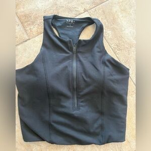 Abercrombie YPB Black Sleeveless Zip-Up Top